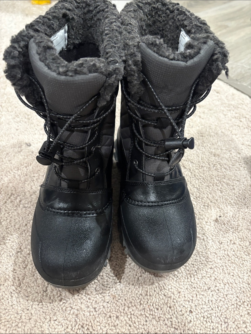 all in motion Black Kids Snow Boots with Faux Fur Collar